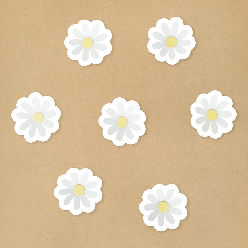 Daisy flower papercraft sticker psd pattern