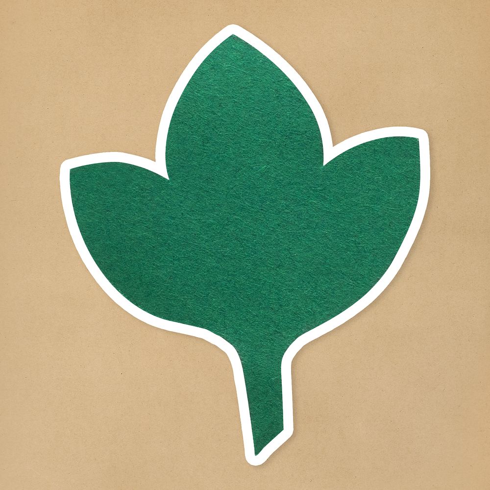 Green leaf sticker paper craft mockup