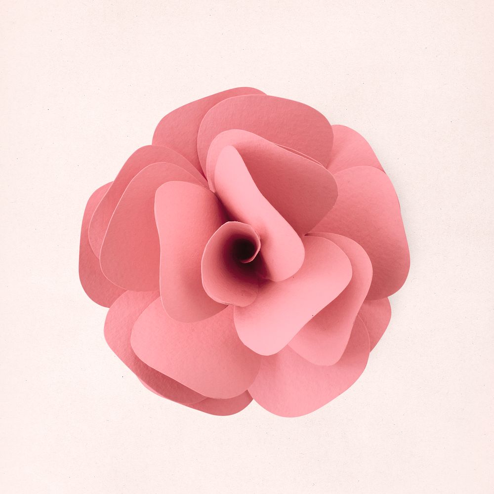 Flatlay of a pink flower paper craft