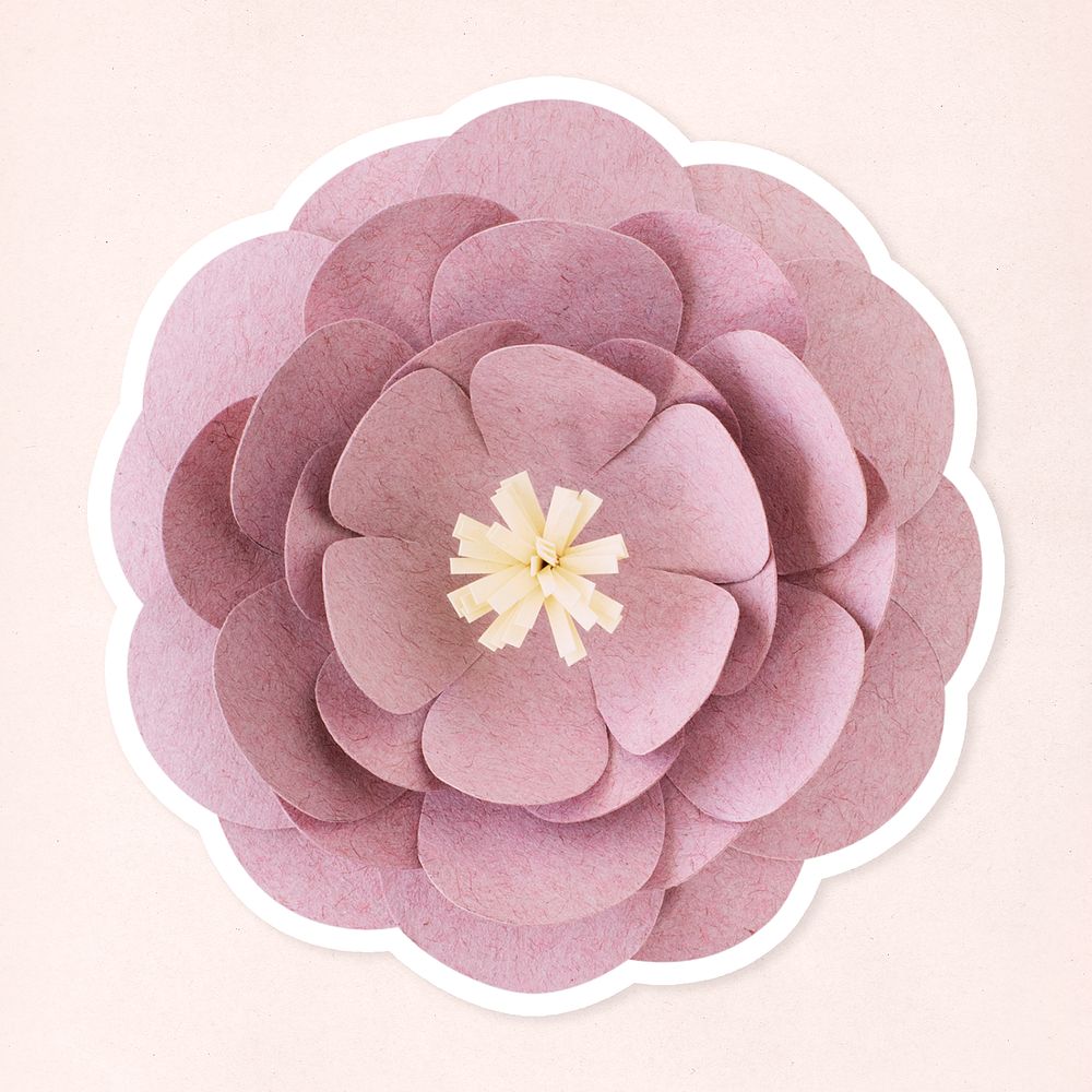 Pink rose sticker paper craft mockup