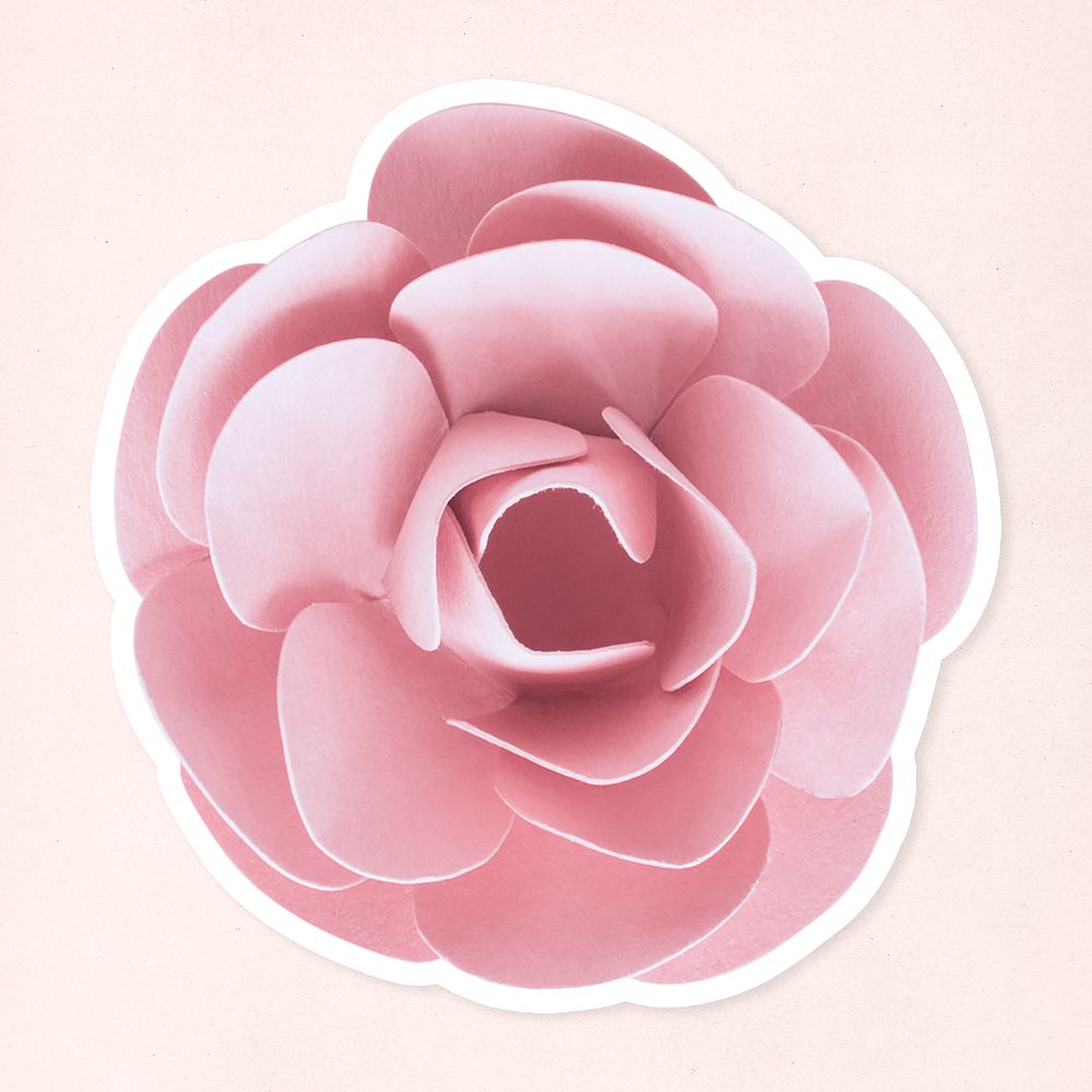 Pink rose sticker paper craft mockup