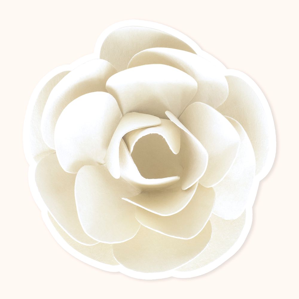 White rose sticker paper craft psd
