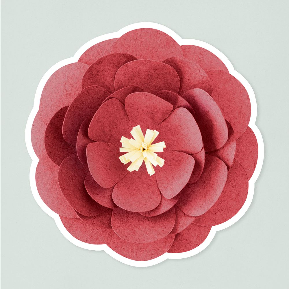 Red rose sticker paper craft mockup