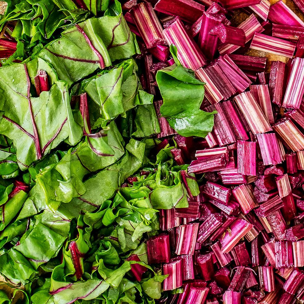 Closeup of chopped beetroot  aerial view