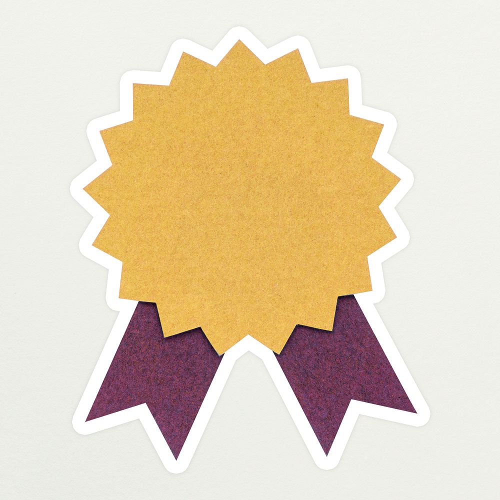 Yellow prize badge paper craft sticker