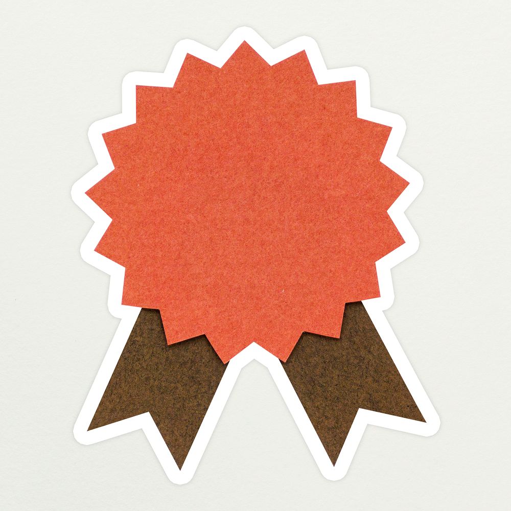 Orange prize badge paper craft sticker
