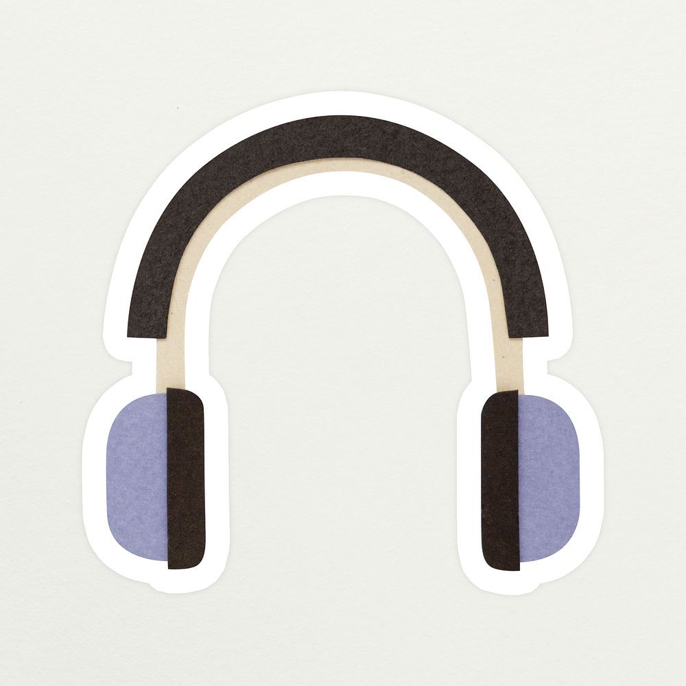 Purple headphones paper craft sticker