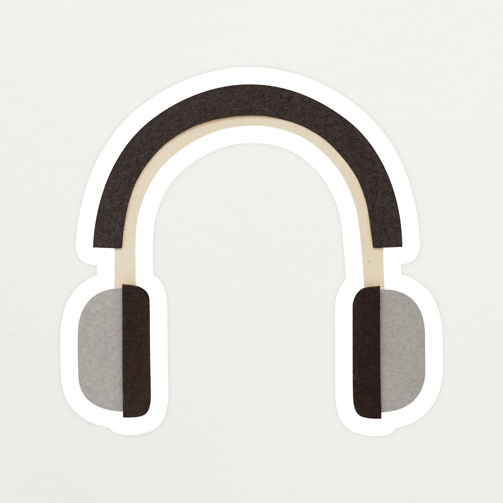 Gray headphones paper craft sticker