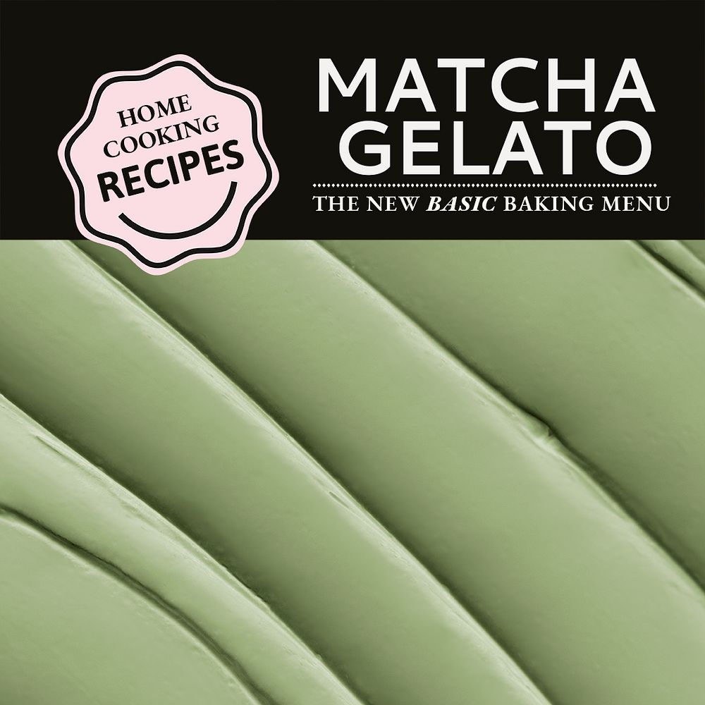 Gelato template psd with matcha frosting texture for social media