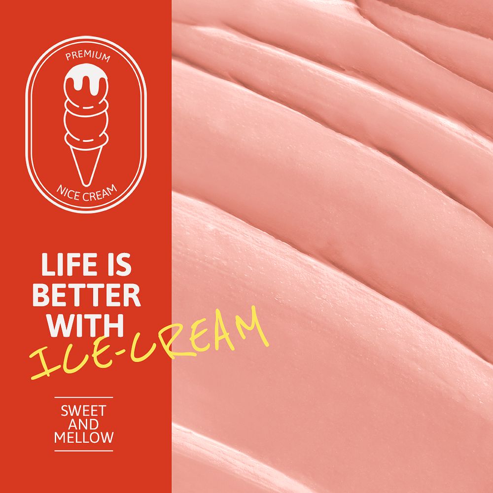 Ice cream template psd with pink frosting texture for social media