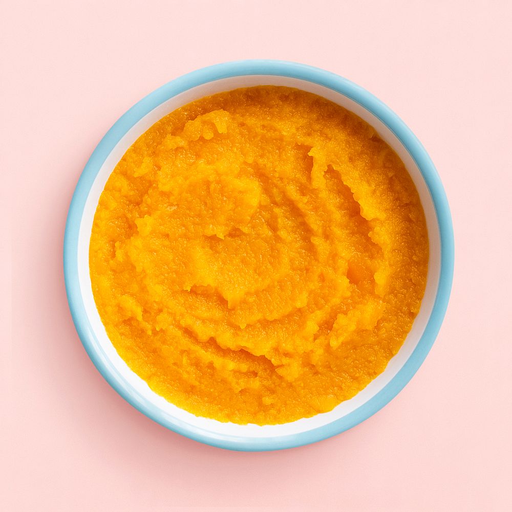 Baby food psd pumpkin puree organic ingredient