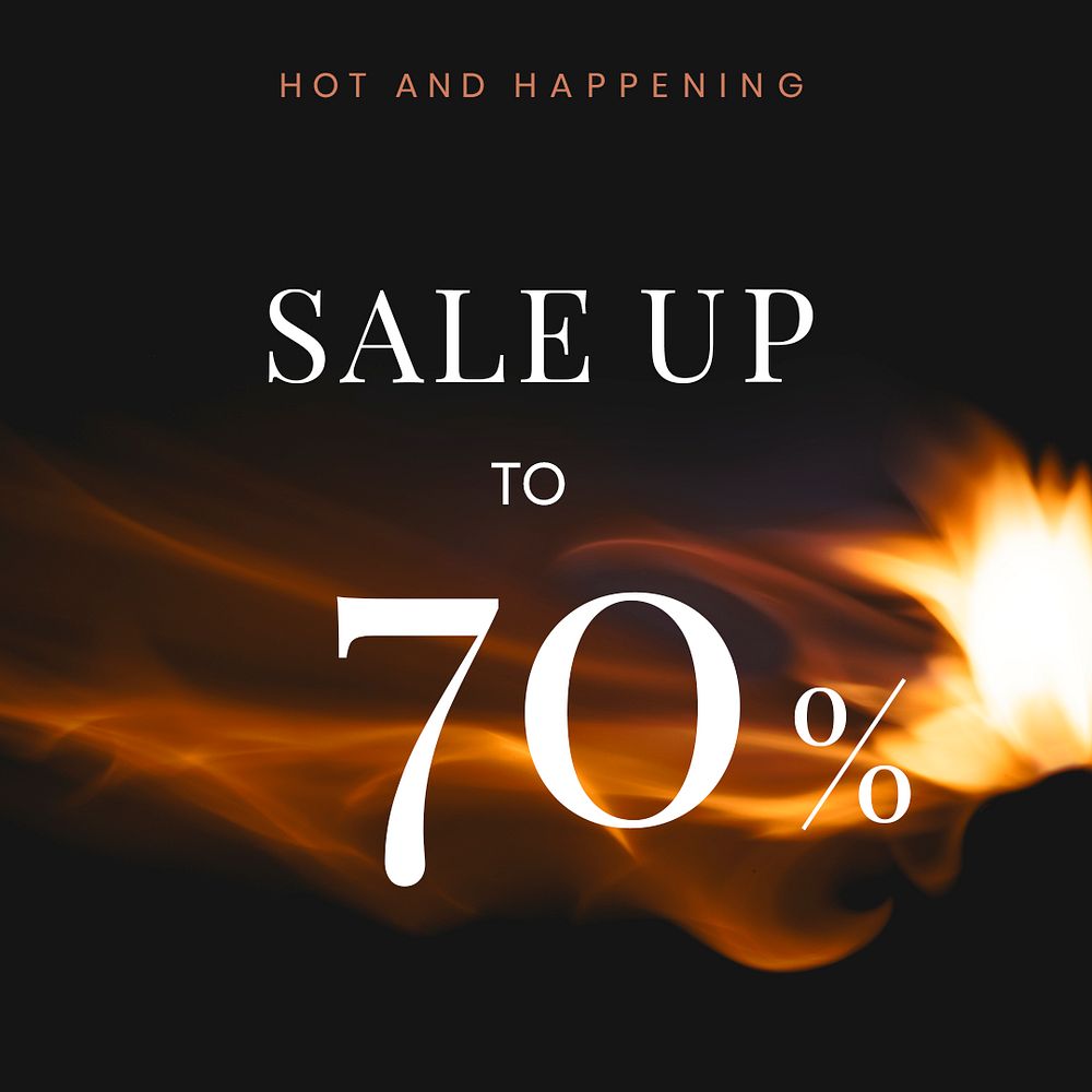 Social media post template, hot sale shopping ad, with burning flame psd