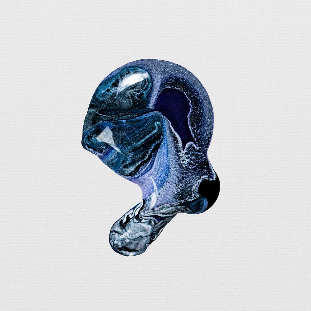 Blue marble swirl psd aesthetic acrylic paint DIY element experimental art