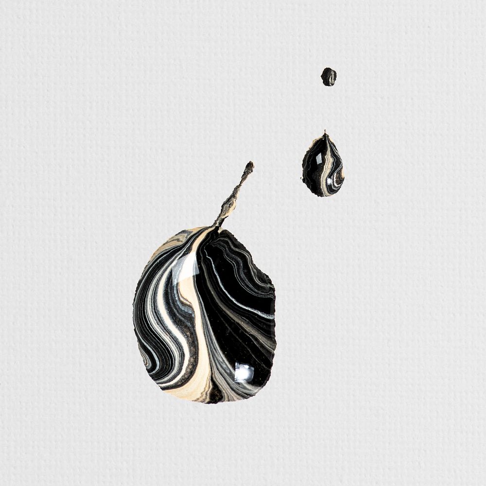Black marble swirl aesthetic acrylic paint handmade element experimental art