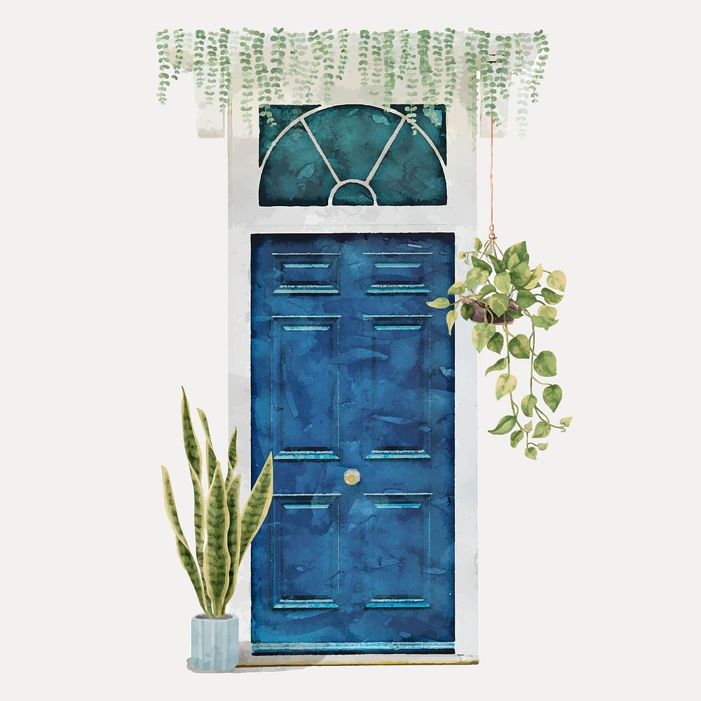 Aesthetic house entrance clipart, modern door illustration vector