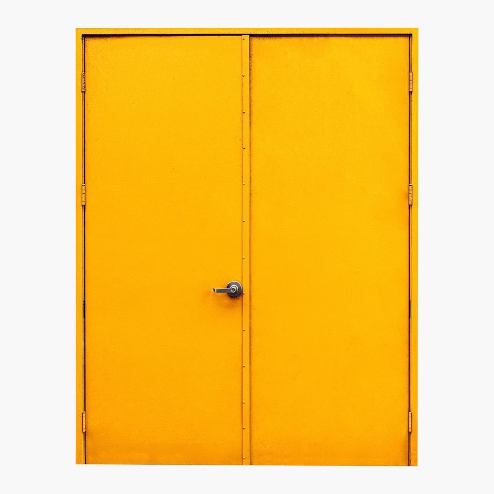 Yellow flush door clipart, modern interior psd