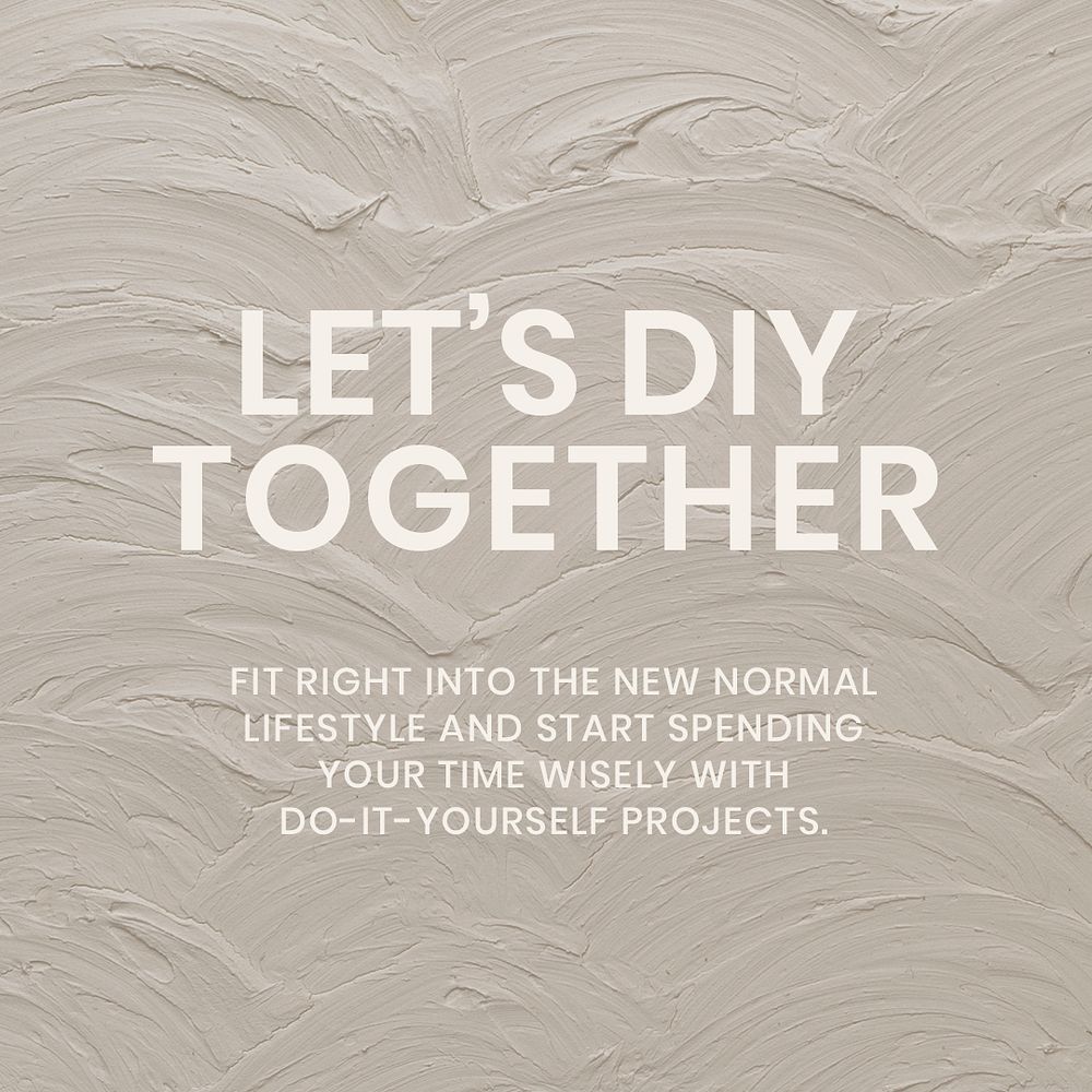 Textured social media template psd with let's DIY together text