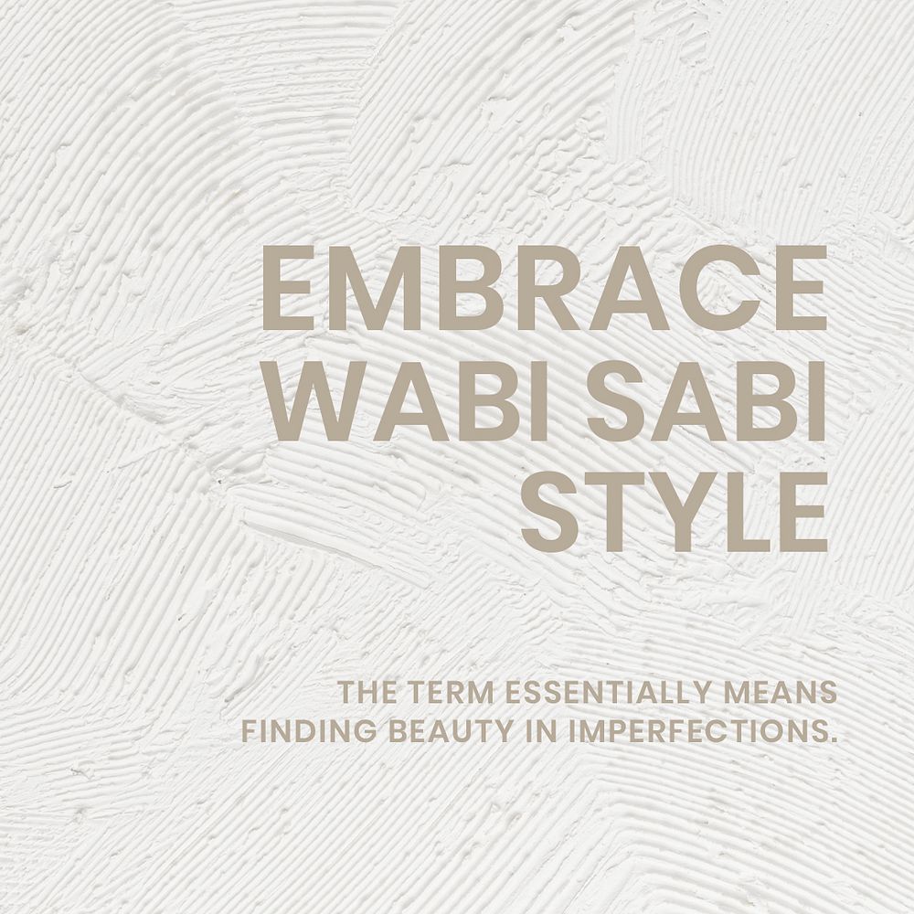 Textured social media template psd with embrace wabi sabi style text