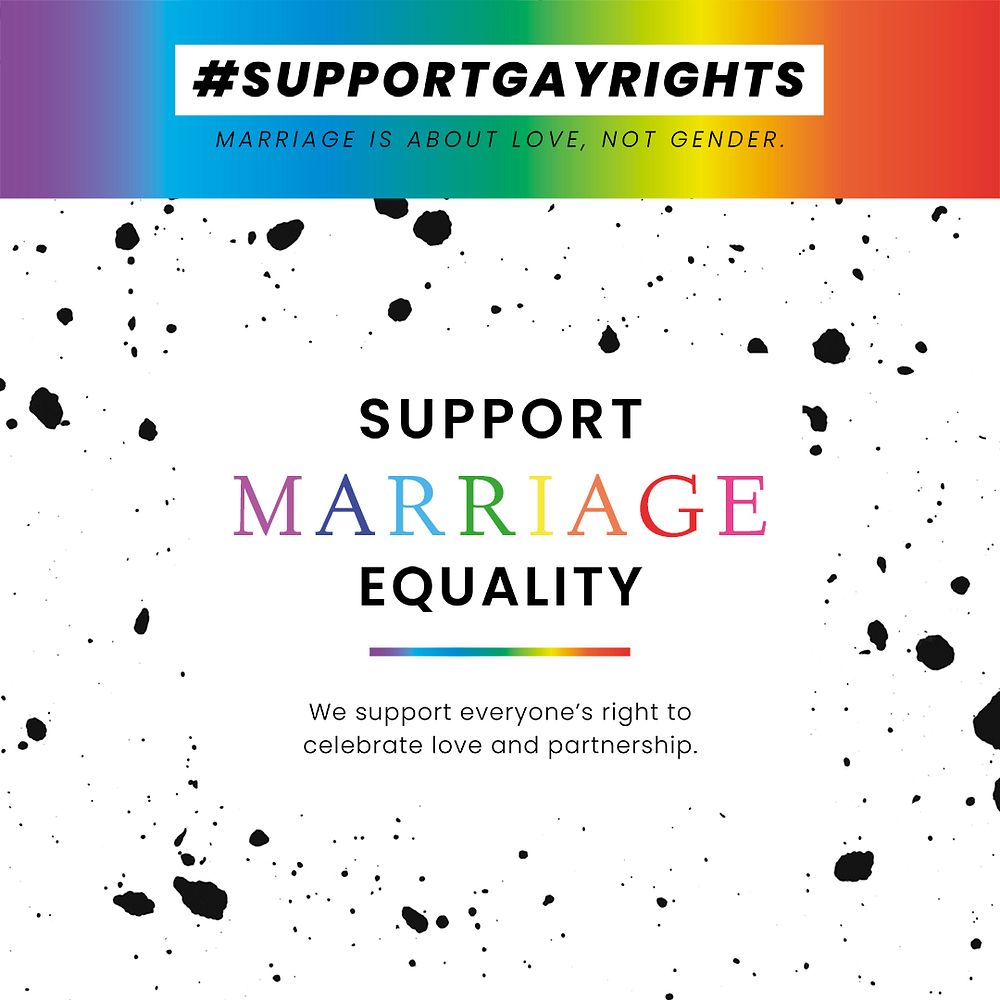 Pride month template psd with support marriage equality quote for social media post
