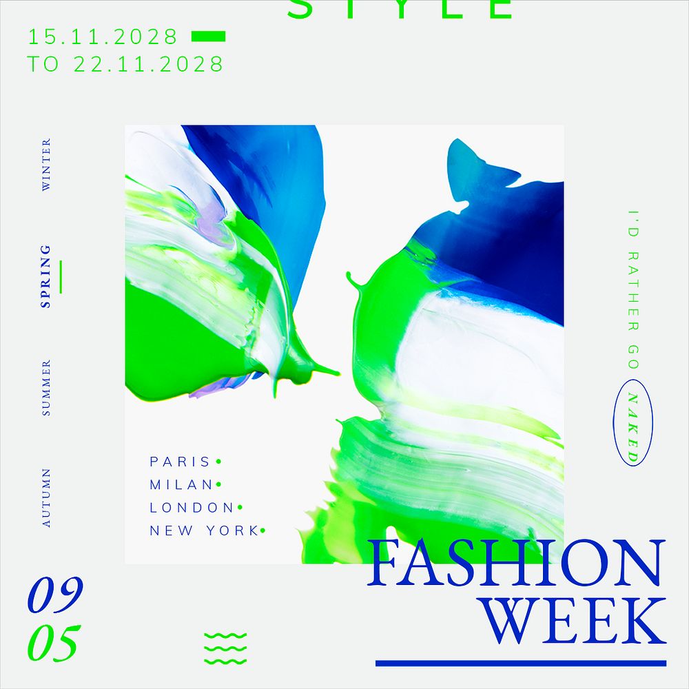 Abstract template psd, fashion week ad for social media post