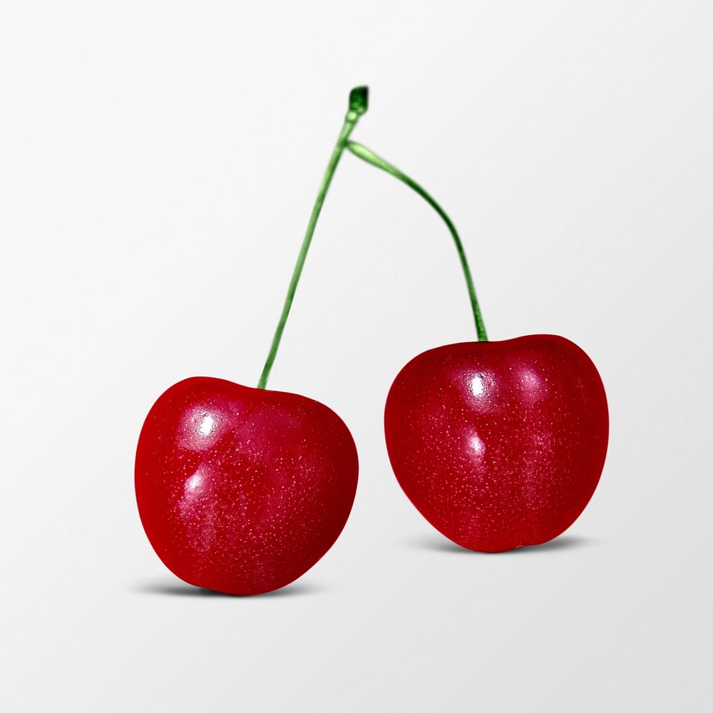 Red cherries clipart, organic fruit on white background psd