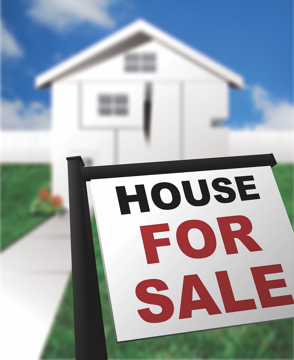 Free house for sale real estate sign image, public domain CC0 photo.