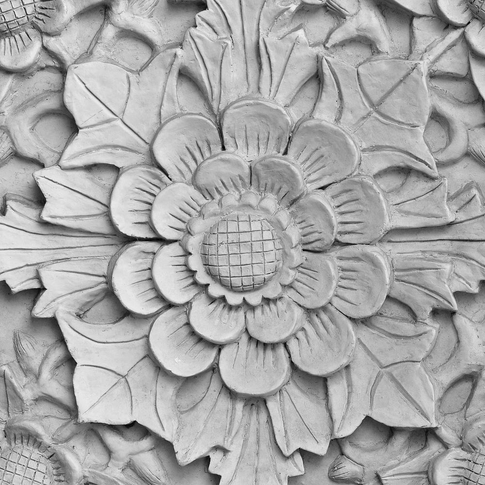 White carved floral ornament texture background, aesthetic design