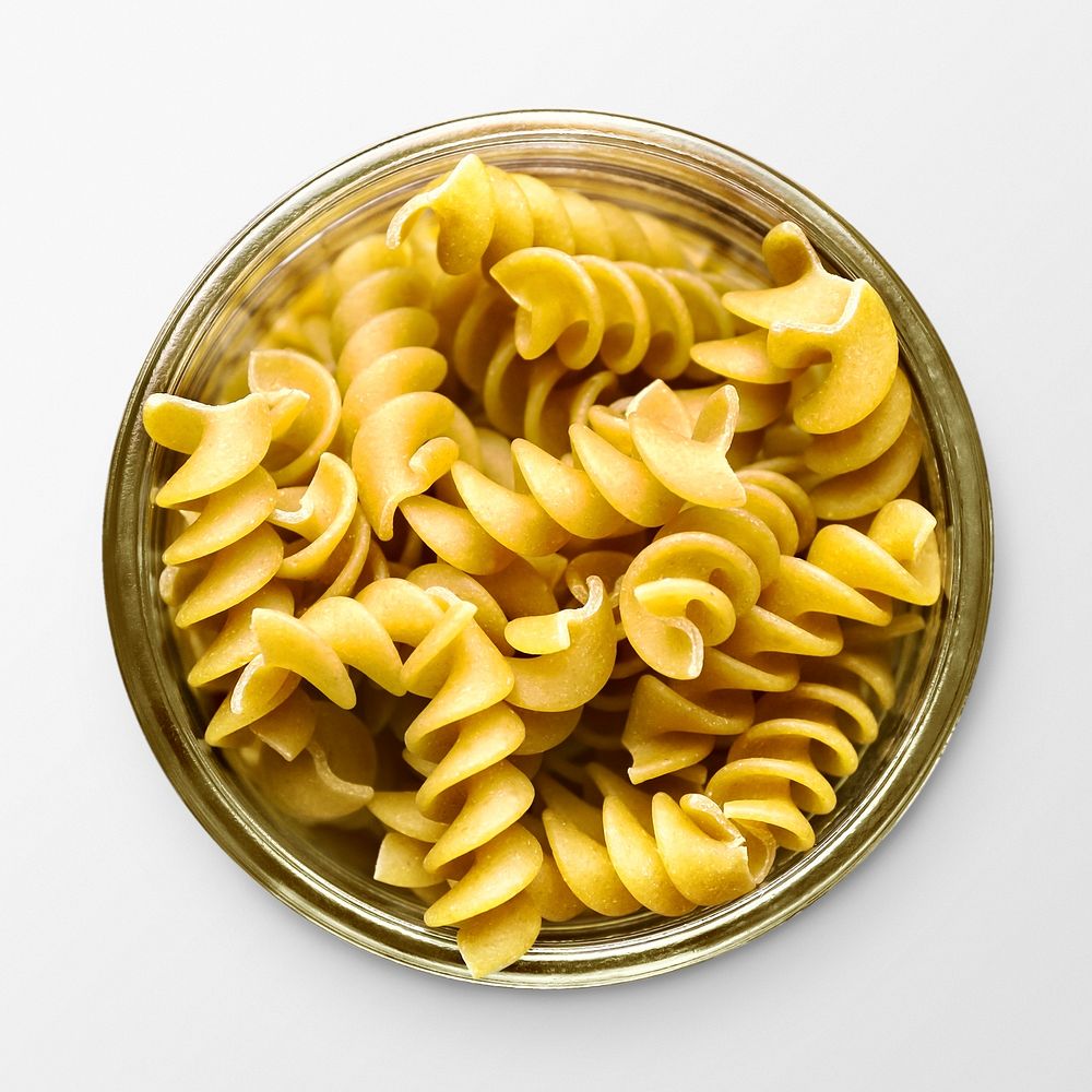 Fusilli pasta in a bowl, food photography psd