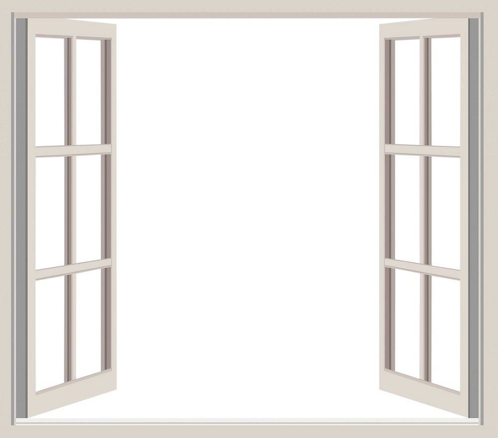 Opened casement window clipart, home exterior design