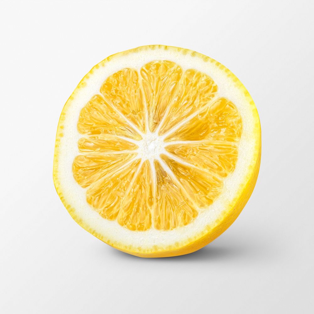 Lemon slice clipart, organic fruit psd