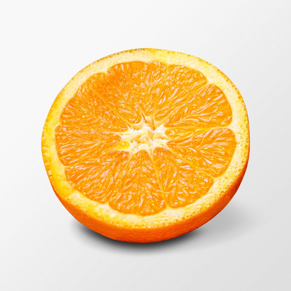 Sliced orange clipart, citrus fruit on white background