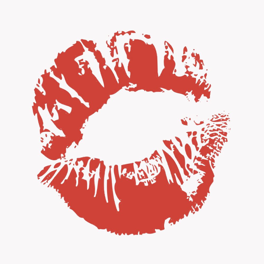 Red lip kiss print vector clipart