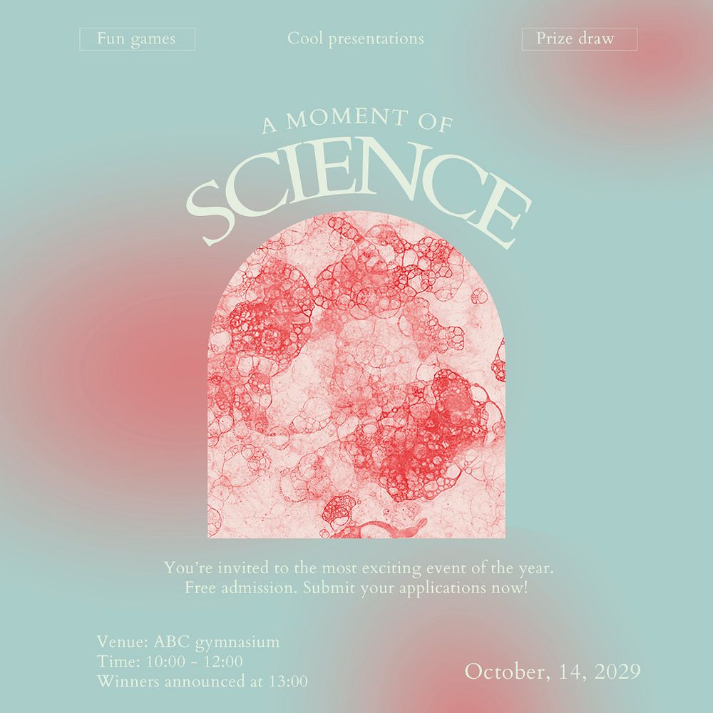Bubble art science template psd event aesthetic social media ad