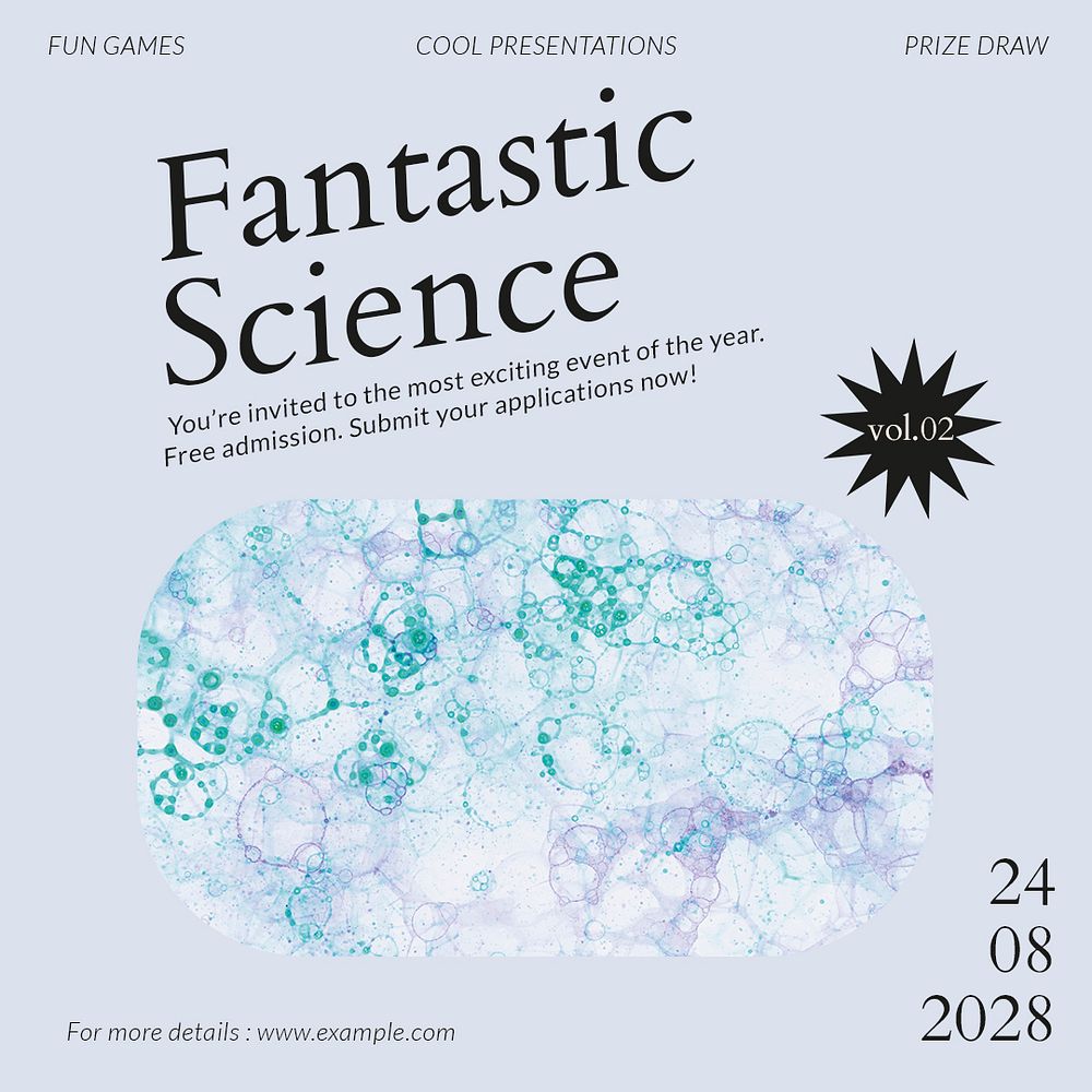 Bubble art science template psd event aesthetic social media ad