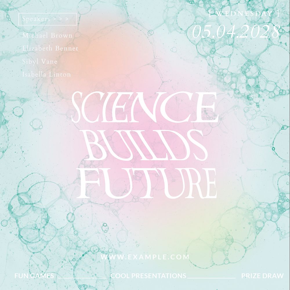 Bubble art science template psd fair aesthetic social media ad