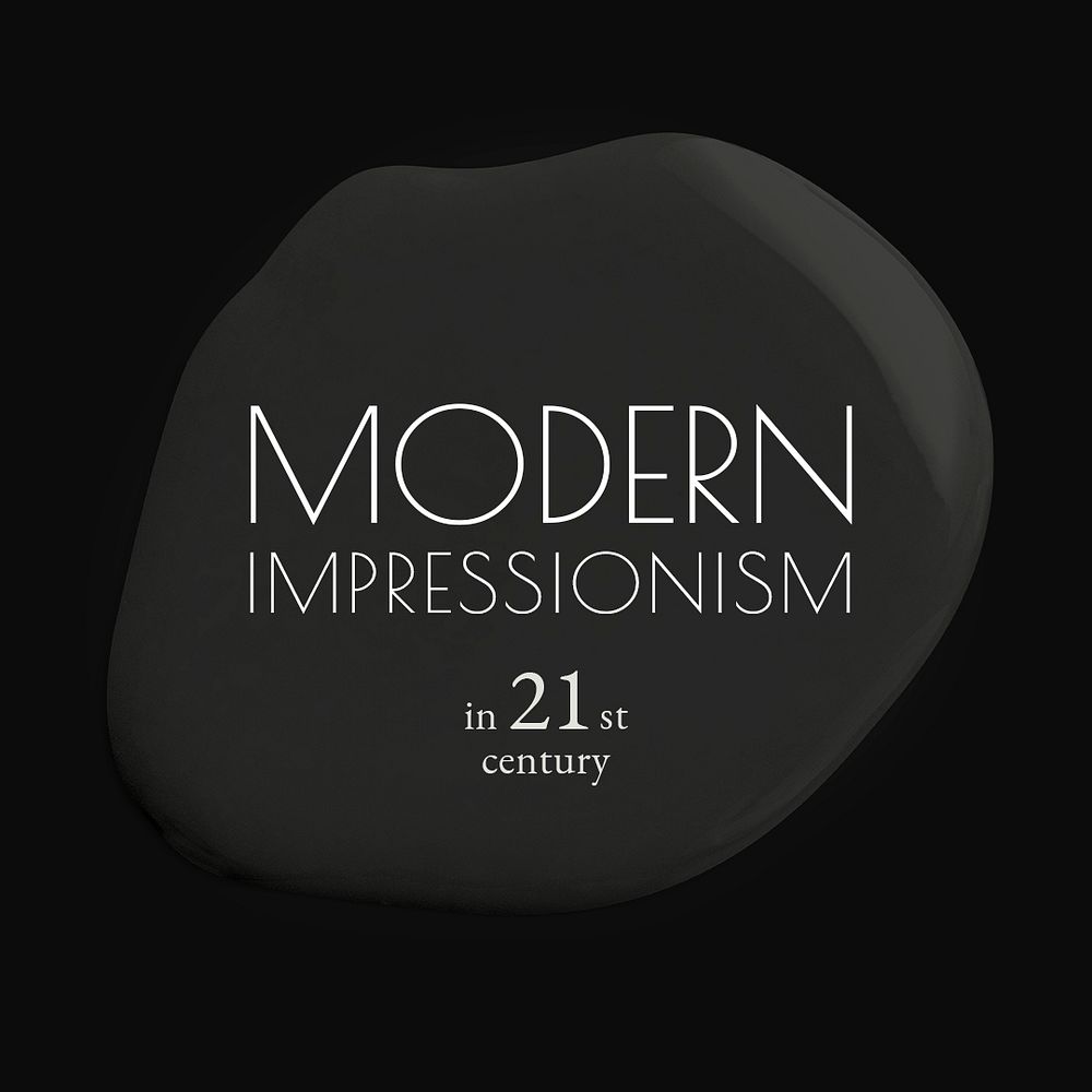 Modern impressionism template psd black paint abstract social media ad