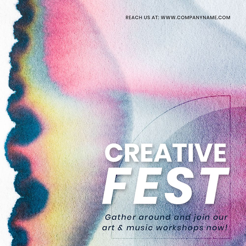 Creative fest colorful template psd in chromatography art social media ad