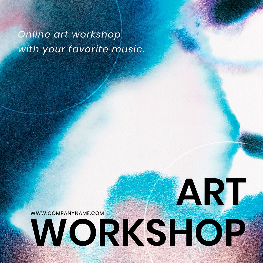 Art workshop blue template psd in chromatography art social media ad