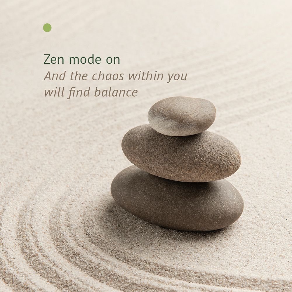 Zen mode wellness template psd minimal social media post