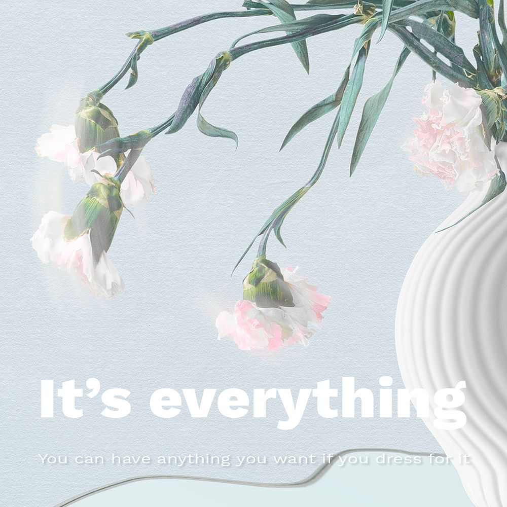 Instagram Post template PSD, aesthetic flower with fashion quote