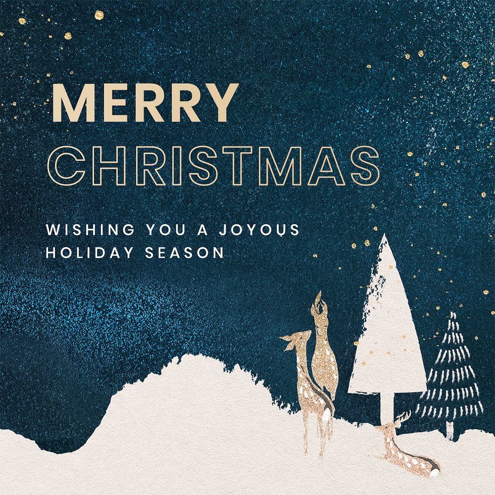 Merry Christmas Instagram post template, editable holiday greetings for social media psd