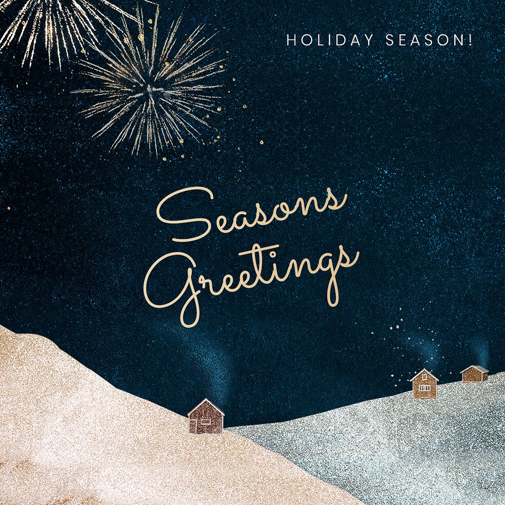 Holiday season Instagram post template, editable greetings for social media psd