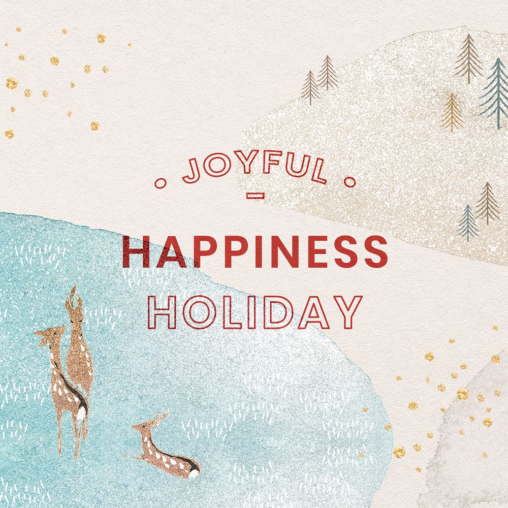 Happy Holidays Instagram post template, editable holiday greetings for social media psd