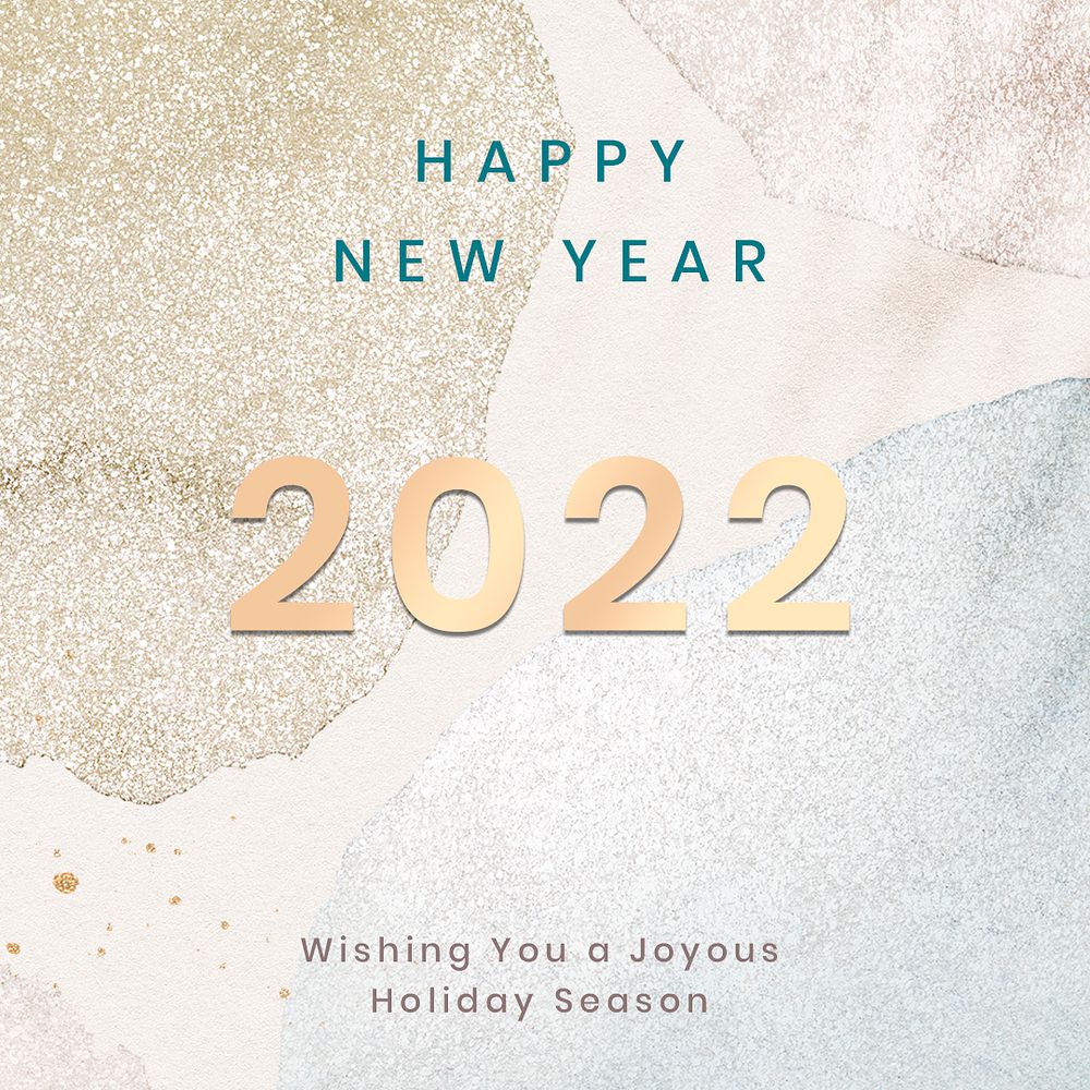 2022 Instagram post template, editable new year greetings for social media psd