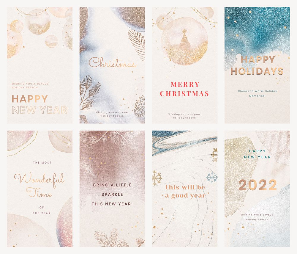 Christmas mobile wallpaper template, festive season editable design psd set