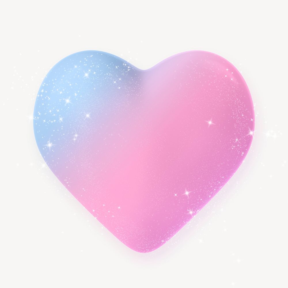 Heart collage element, 3d holographic graphic psd