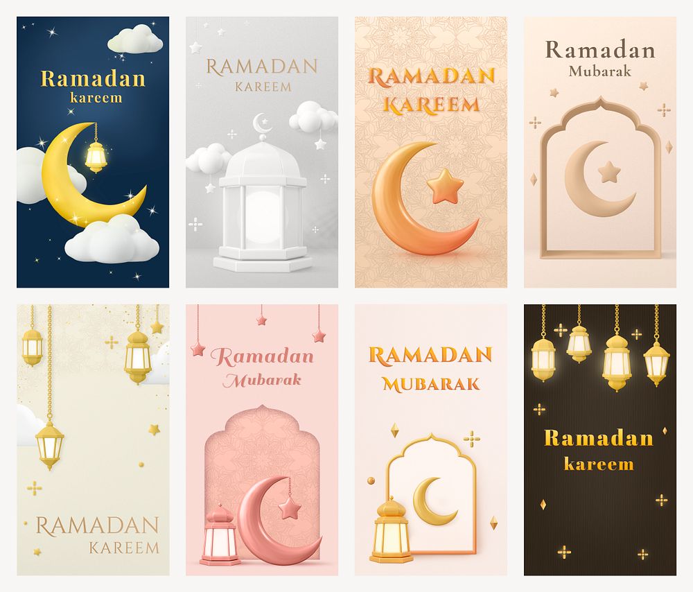 Ramadan celebration Instagram story template, Islamic tradition set psd