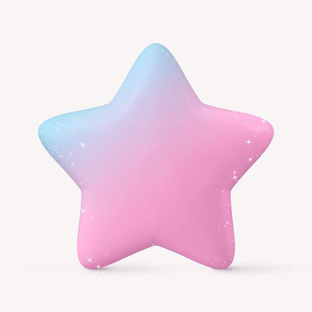 3D star clipart, ranking symbol psd