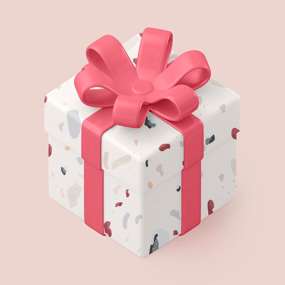 White gift box clipart, 3d birthday graphic