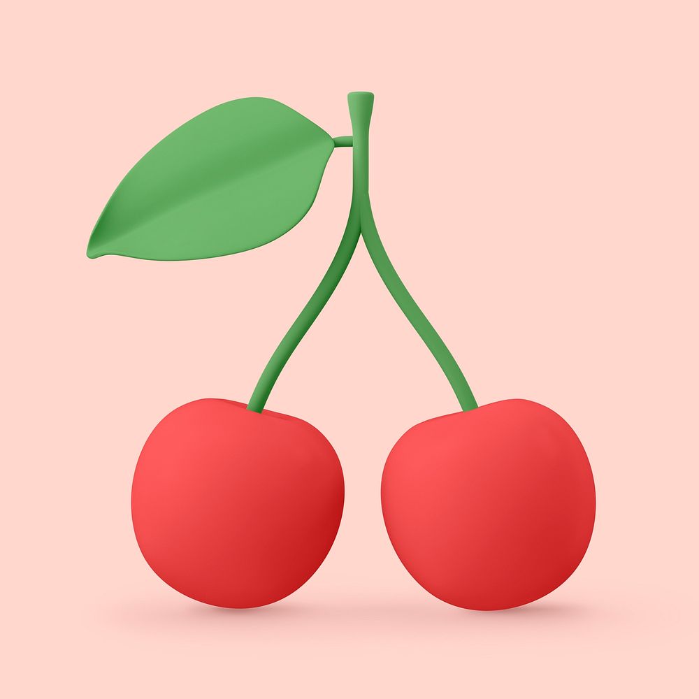 Cherry clipart, 3d fruit graphic